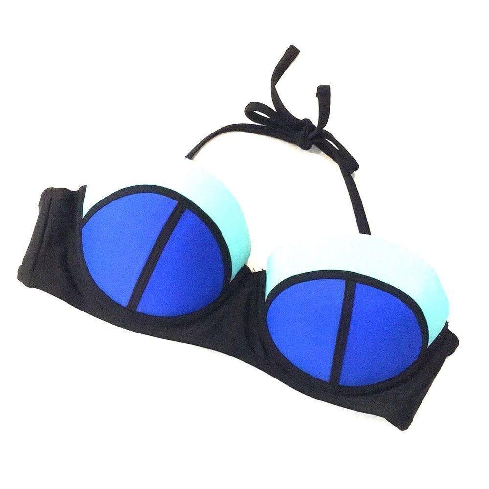 Vintage Color Block OP Push-up Swimsuit Top 7/9